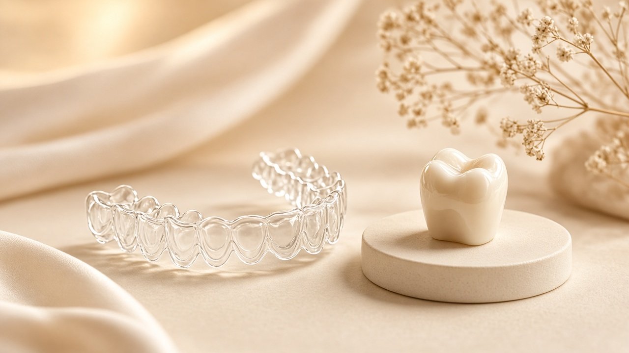 Clear aligner and ceramic tooth model