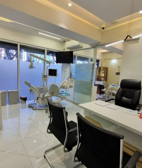 Treatment room with dental chairs